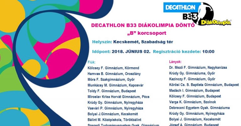 Decathlon B33 Diákolimpia Országos Döntő 2018